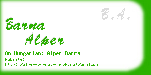 barna alper business card